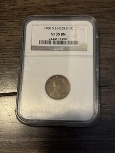 NGC Vf35 BN 1909-S Lincoln Cent, Lovely, Key-Date! - Picture 1 of 4