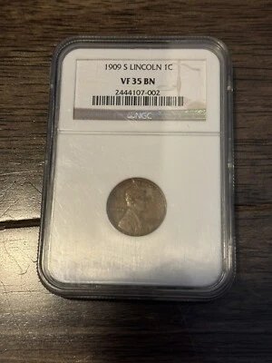 NGC Vf35 BN 1909-S Lincoln Cent, Lovely, Key-Date! - Image 1 of 4