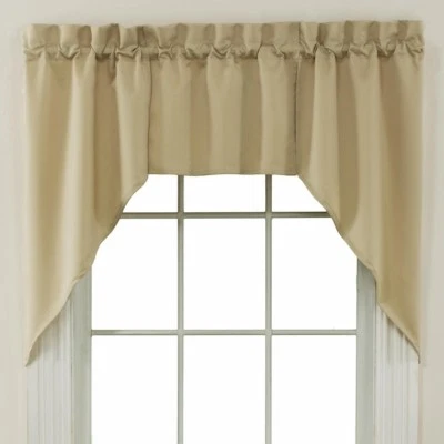 Essential Home  3-Pc Valance & Jabot Tailored Solid Sand 3-pc Set  - Image 1 of 3
