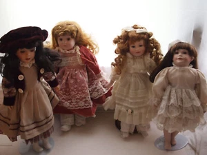 Lot of 4 Porcelain Dolls Seymour Mann / Unmarked / Brie Oklio / Music Box 15" - Picture 1 of 10