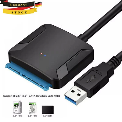 SATA auf zu USB 3.0 Adapter Kabel für 2.5 Zoll HDD SSD Festplatte Konverter DE - Bild 1 von 4