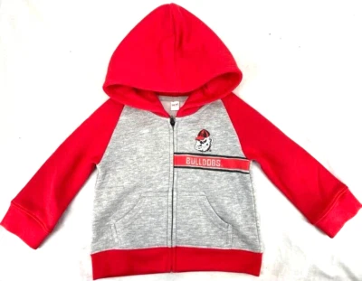 NEW Georgia Bulldogs Long Sleeve Heathered FZ Grey Hooded Jacket Infant 12 MO - Image 1 of 4