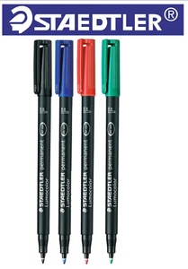 STAEDTLER LUMOCOLOR OHP ACETATE FINE TIP PERMANENT PENS 4 COLOUR SET - Picture 1 of 2