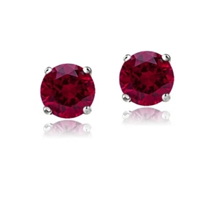 14K White Gold 1.8ct TGW Created Ruby Stud Earrings - Picture 1 of 3
