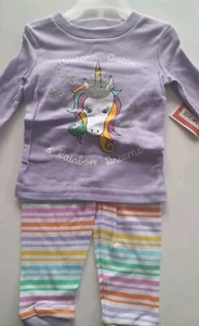 Baby Girls Snug Fit Pajama Set Size 12M Unicorn Rainbow Nwt - Picture 1 of 6