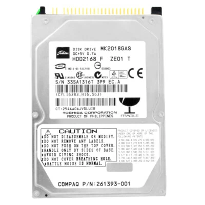 Hard Drive Toshiba 20GB MK2018GAS 2MB Cache 4200RPM ATA 2.5" Inch - Image 1 of 4