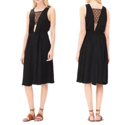 Vestido de noche de cóctel negro con inserción de encaje Sandro Religione talla 1/4 Foto 1 de 4