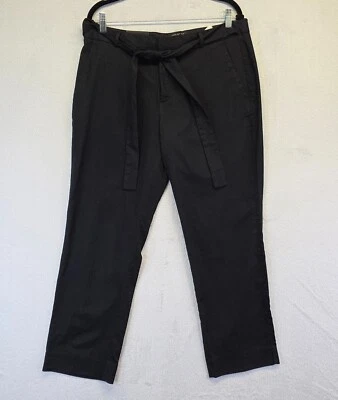 Pantalones Banana Republic Avery Para Mujer 12 Negros Corbata Cintura Calce Ajustado Lino Recortado NUEVO Foto 1 de 4