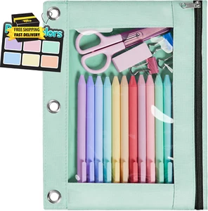 Pencil Pouch for 3 Ring Binder, Pastel Pencil Case with Smooth Zipper, Cute Soft - Picture 1 of 7