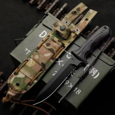 12'' New CPM-magnacut Blade Linen Handle Tactics Survival Hunting Knife VTH118 - Image 1 of 4