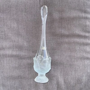 Vintage Wikinger klar mattiert Tulpe Satin Glas Knospe Vase 14" - Bild 1 von 4