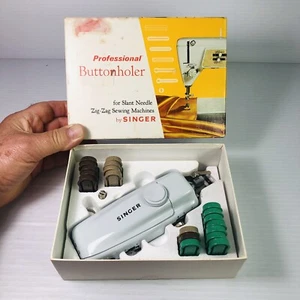 Vintage Singer  Professional Buttonholer In Box 161829 With Instructions - Picture 1 of 19