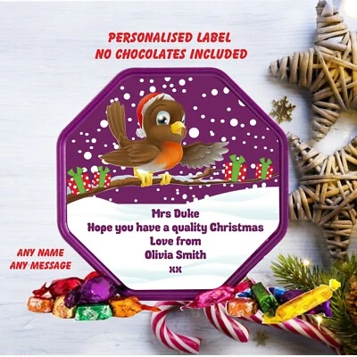 WEBSTICKERS LTD Personalised Christmas Robin - LABEL ONLY- fits Quality Street Chocolate Gift
