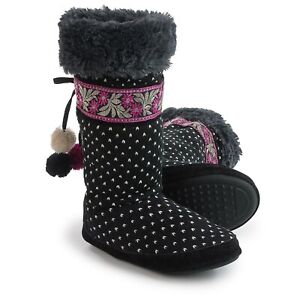 Muk Luks Jasmine Womens Knit Bootie Tassel Fleece Lined Slippers, size S