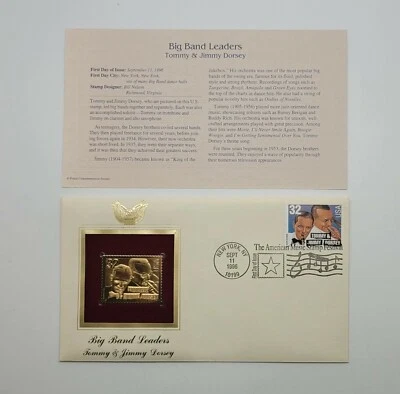 4 Big Band Leaders 22kt Gold Stamp First Day of Issue 32 Cent Sep 11 1996. STP13 - Image 1 of 4