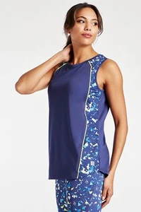 Ex Bonmarche DASH - Sleeveless Mosaic Side Sports Gymwear Vest Top Sleeveless - Picture 1 of 6