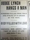 1907 newspaper A WHITE MAN is PULLED OFF a TRAIN & LYNCHED at BANCROFT Nebraska