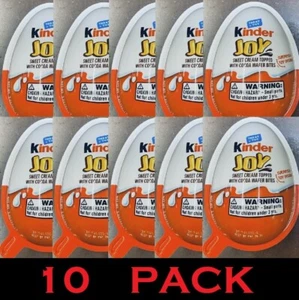 10x KINDER JOY Treat + Toy Sweet Cream Topped With Cocoa Wafer Bites .7oz 10 PK - Picture 1 of 3