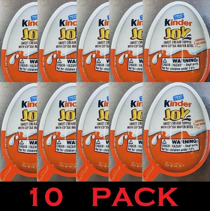 10x KINDER JOY Treat + Toy Sweet Cream Topped With Cocoa Wafer Bites .7oz 10 PK - Image 1 of 3