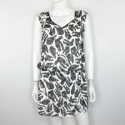G Star RAW SF Pearl V-Neck Mini Dress Size M Animal Skull Print Gothic Punk - image 1 of 4