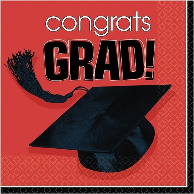 Servilletas Amscan Flying Colors Graduación Fiesta Escuela Colores Almuerzo Rojo Manzana Foto 1 de 1