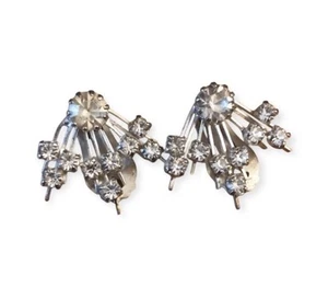 1950’s Mid Century Unique Rhinestone Earrings, Clip Ons, Made in Austria - Picture 1 of 4