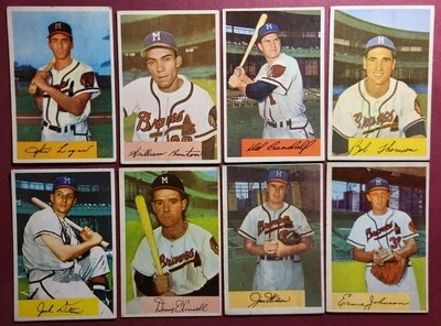 Vintage 1954 Bowman Baseball 8-card Lot *Vg/Vg+/Vg-Ex* Milwaukee Braves - Image 1 of 4