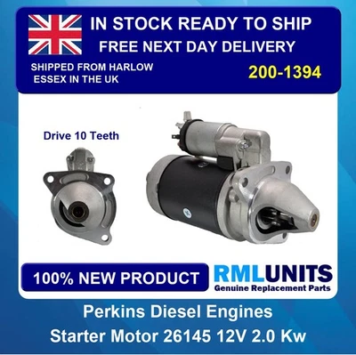 Starter Motor For RENAULT TRACTOR Super 7 0ccm Diesel Perkins 3.152 1965 - - Image 1 of 4