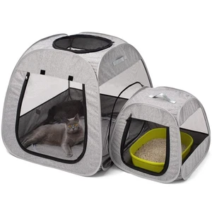 Portable Cat Playpen, Trapezoidal Design for Better Standing, Foldable Pet Te... - Picture 1 of 7