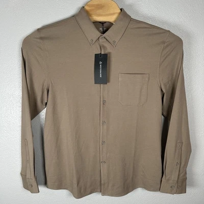 NOVA Camisa Masculina de Algodão Cintura Ocidental com Botões Grande Areia Bronzeada Elástica Absorção - Imagem 1 de 4