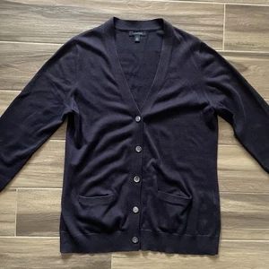 Cárdigan suéter Lands End para mujer M algodón cachemir bolsillos con botones azul marino - Imagen 1 de 8