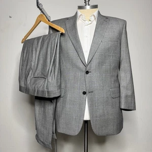 Jos. A. Traje de hombre Bank Signature Collection gris a cuadros 100 % lana 44R 36W - Imagen 1 de 13