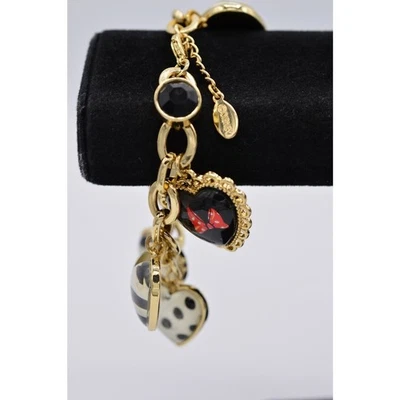 Disney Charm Pulsera Minnie Mouse Corazones Rayas Lunares Firmado Cadena Bin2 Foto 1 de 4