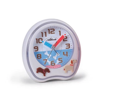 Atlanta Kinderwecker weiß ohne Tickgeräusch Wecker  Kinder , Hund Lernuhr 1719-0 - Bild 1 von 3