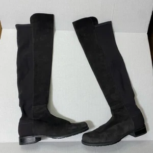 Stuart Weitzman Größe 7 Reserve Overknee Stiefel grau Wildleder Stretch hinten - Bild 1 von 10