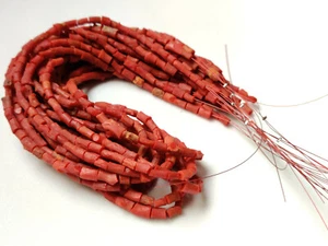 100% Natural Italian Coral Nugget Beads, Red Coral Coral Rough Beads 16 "Inches - Picture 1 of 6