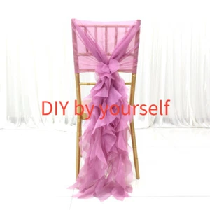 2x Chair Hoods Sheer Tulle Ruffle Chair Cover Sashes Bow Party Chair Cover Fairy - Picture 1 of 18