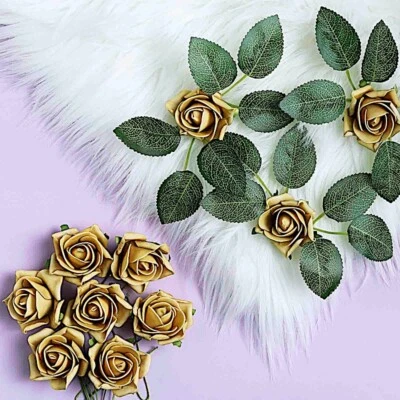 Mini FLORES DE ROSAS DE ESPUMA ARTIFICIALES DE 2 PULGADAS tallos fiesta boda hágalo usted mismo decoraciones Foto 1 de 2