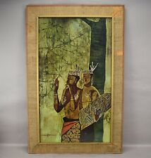 Batik Art Print DAYAK MUSICIAN Southeast Asia Indonesian Large Framed 