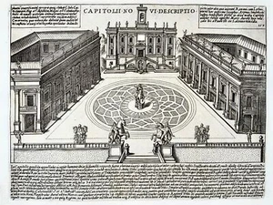 1634c Laurus (Lauro), architecture, Piazza del Campidoglio, Rome, Italy, etching - Picture 1 of 2