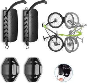 2 Pack Swivel Bike Wall Mount Rack, Bicycle Hangers for Garage, Space Saving Stu - Picture 1 of 7