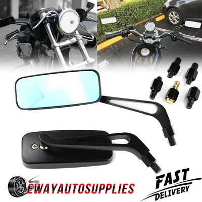 Espejos retrovisores laterales rectangulares para motocicleta Harley Cruiser Bobber Chopper Softail Dyna Foto 1 de 4