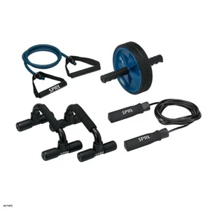 SPRI Home Gym Essentials Kit, Includes Jump Rope, Push-up Bars, Ab Wheel & Tube - Picture 1 of 10