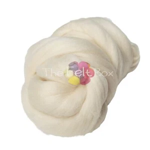 Merino Roving Felting Wool Top 3D 2D Nuno Felting Spinning Natural Cream 18.5mic - Picture 1 of 1