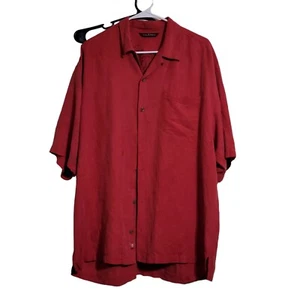 Tommy Bahama Hawaiian Shirt Mens XL Red Palm Leaf Silk/Rayon - Picture 1 of 10