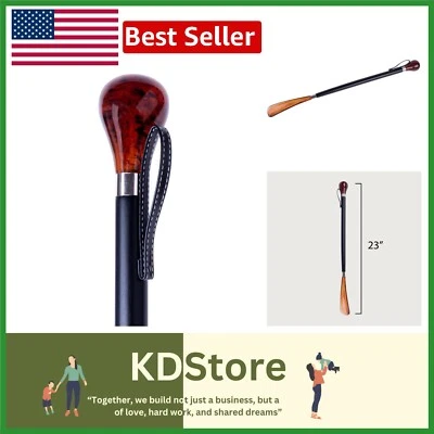 Elegante zapatero largo - 23 pulgadas de comodidad con madera de haya y cuchara de acetato Foto 1 de 4