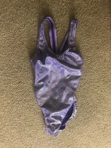 ILLUSIONS Girl’s shiny Sparkling purple Racerback SwimsSUIT  sz 12 LN eurosz 28 - Picture 1 of 3