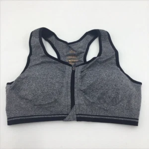 Copperfit Racerback Zip-Front Sports Bra , Grey, M - Picture 1 of 2