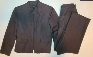 Perceptions New York Women Size 8 Petite Brown 2-Piece Suit Jacket and Pants - Picture 1 of 17