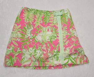 Lilly Pulitzer Girl's Animal Print/Floral Pink-Green Skirt w/ Built-in Shorts-4 - Picture 1 of 8